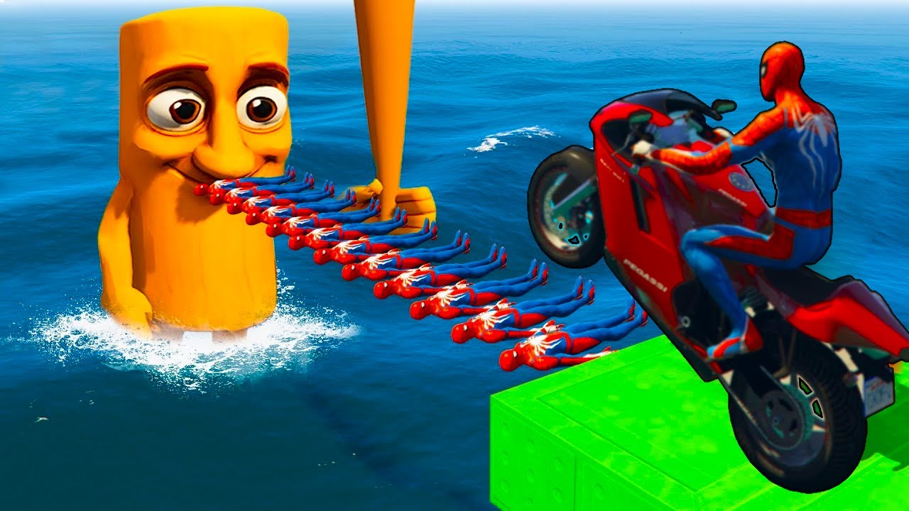 GTA 5 MULTIVERSE | TUNG TUNG TUNG SAHUR chase SPIDER-MAN on Motorcycle in RAINBOW SPIDERS BRIDGE 🙀