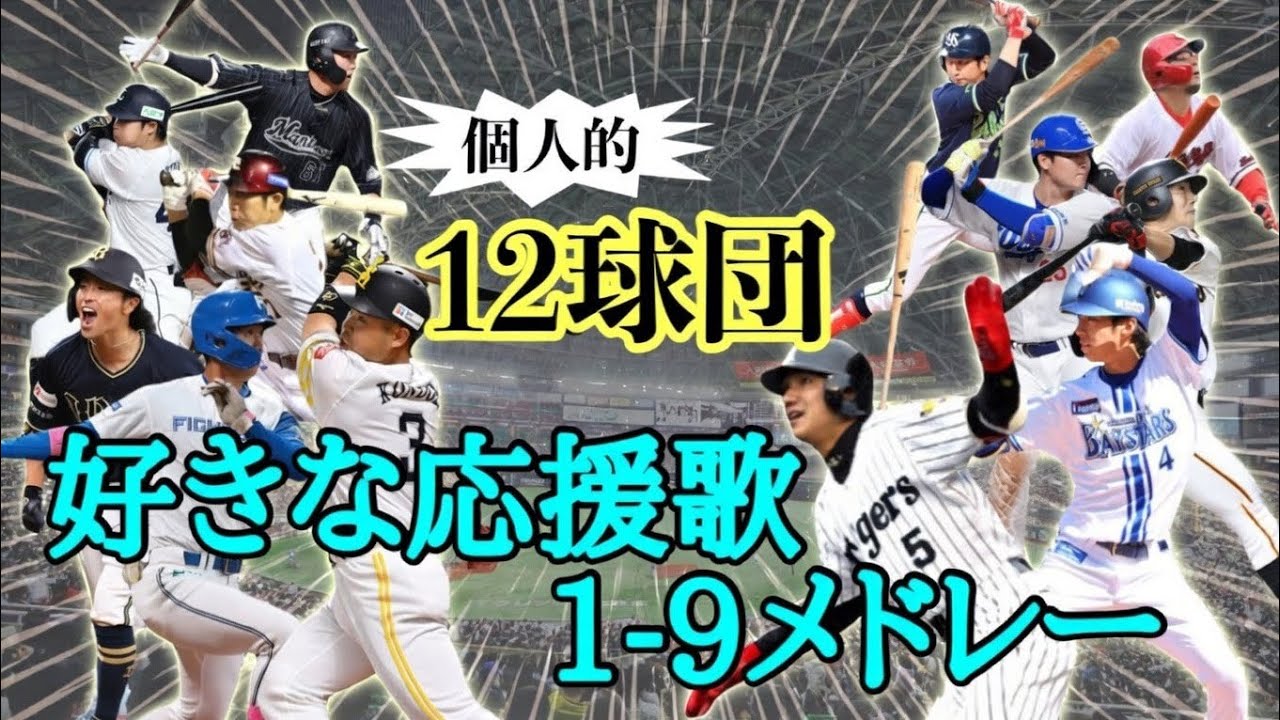 【オフシーズンに！！】【プロ野球】個人的12球団 好きな応援歌1-9メドレー+α【作業用BGM】