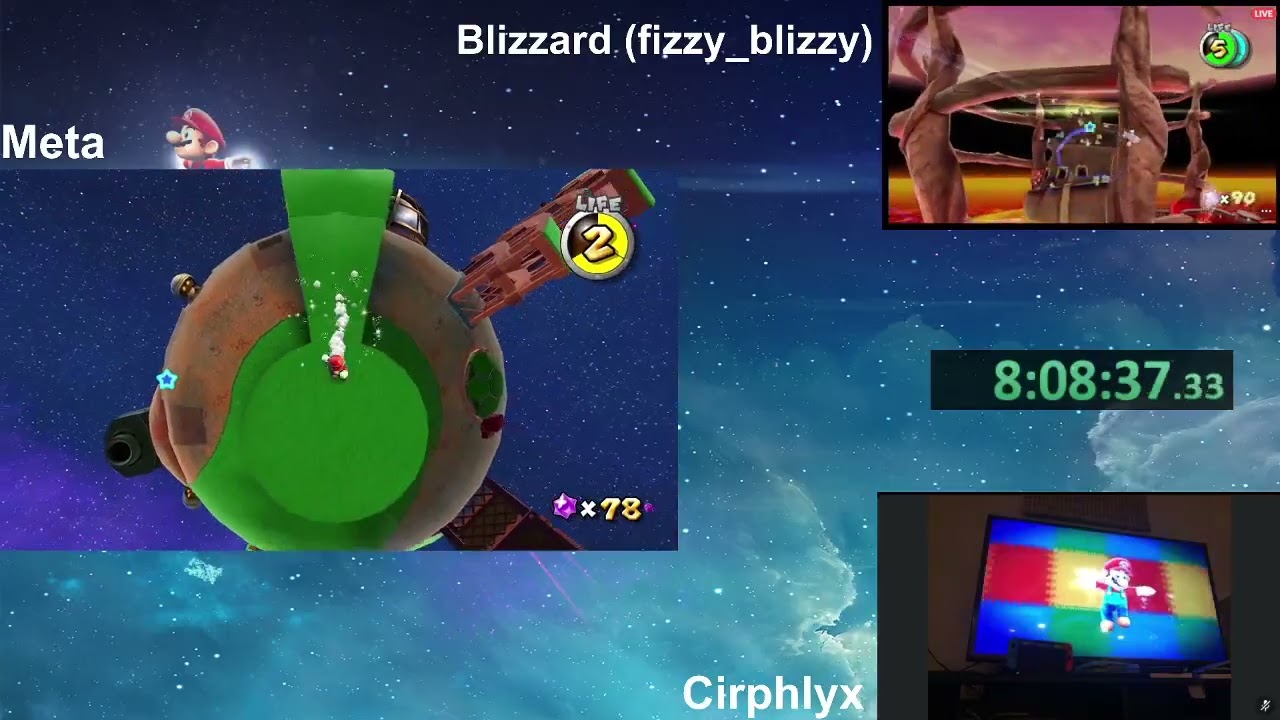 Super Mario Galaxy - 120 Star Race vs. Team BAW Part 3 [Switch]
