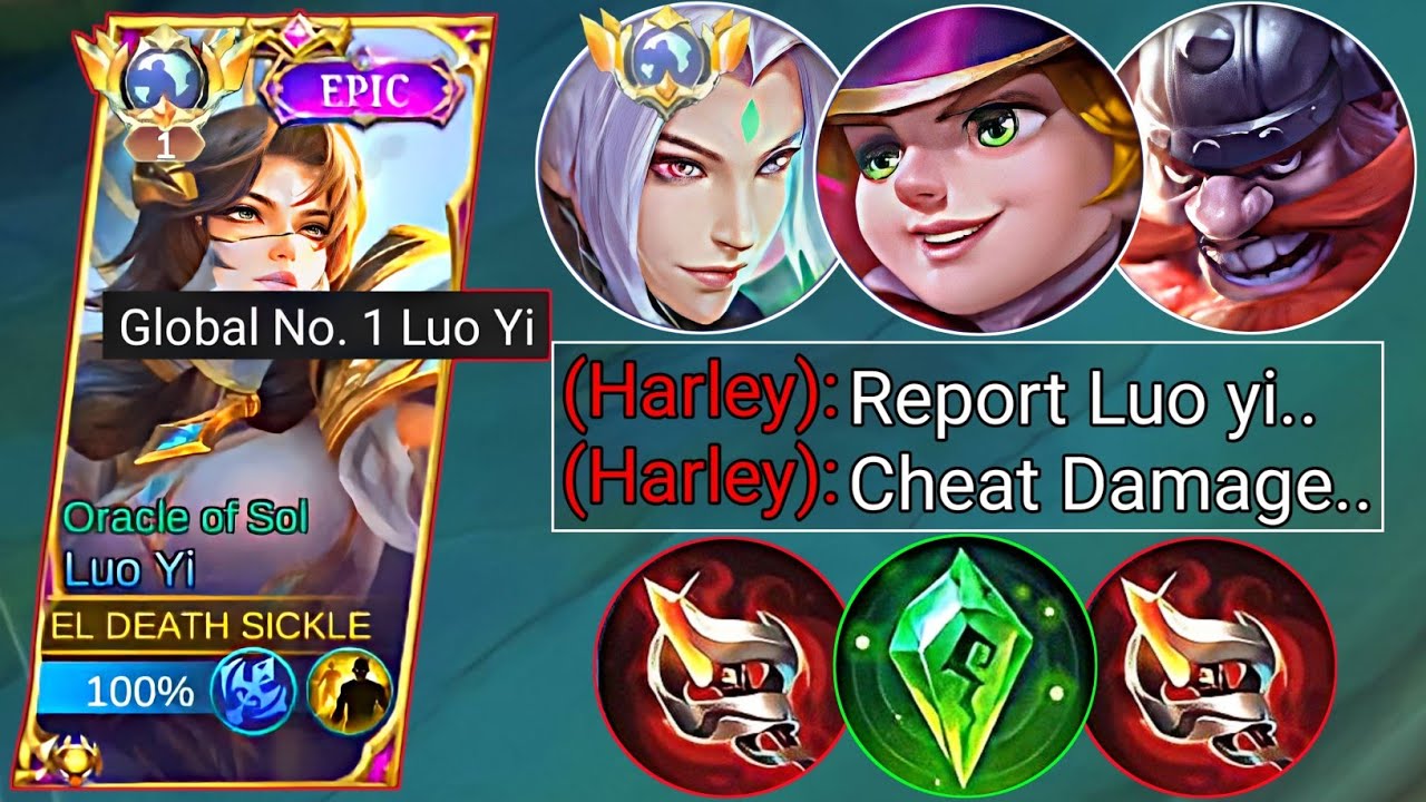 LUO YI NEW EMBLEM TALENT!! ( 18 kill & Legendary in 7mins) | LUO YI ONE SHOOT BUILD | MLBB