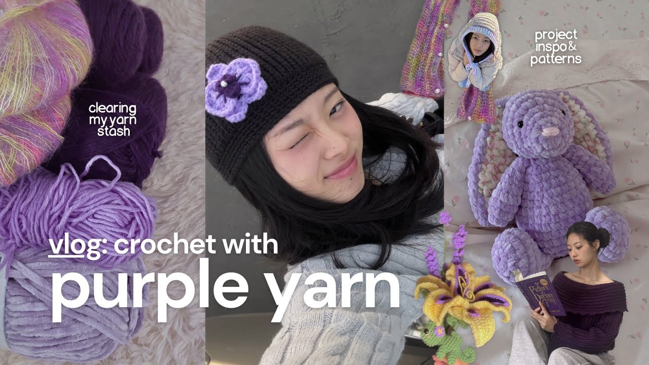 crochet with purple ✧˖  | crochet vlog, stash buster, traveling