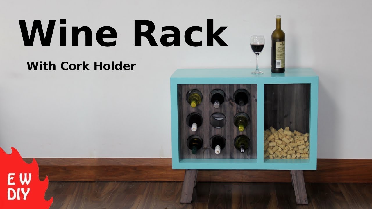 DIY 9-Bottle Wine Rack with Cork holder | Stylish Woodworking Project!