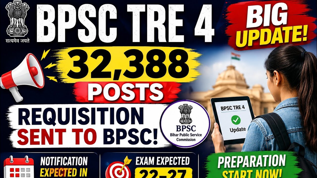 BPSC TRE 4 Big Update 🔥 32,388 Teacher Vacancies Sent to BPSC | Notification Soon #BPSC  #TRE 4 