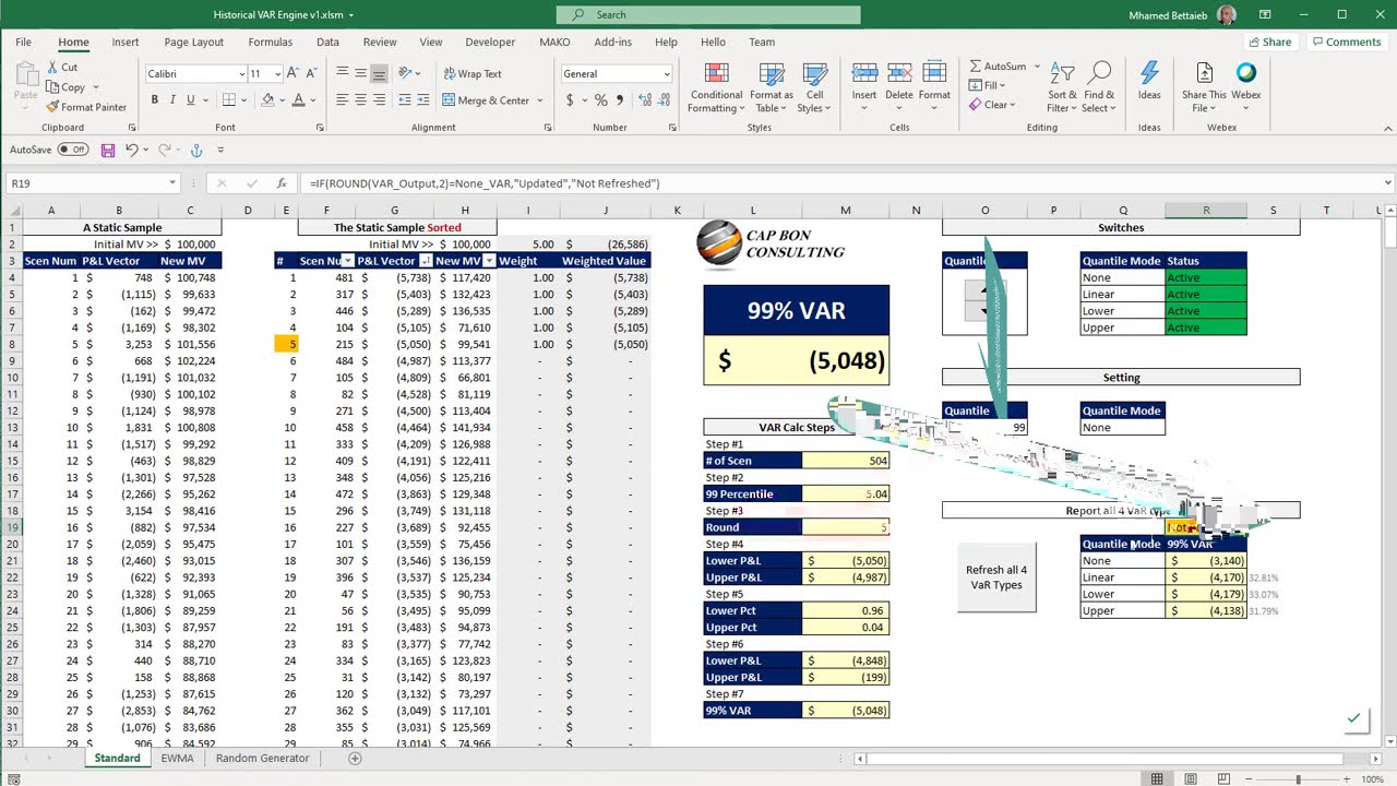 Tutorial#10 Standard Historical VAR Calc Part2