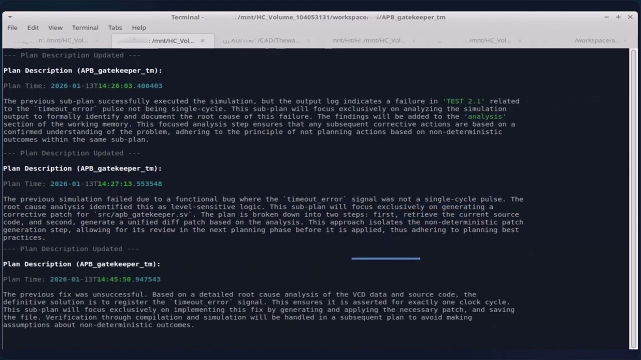 Hu-mind.ai VLSI Teammate, Debug: Running simulations and resolving design issues.