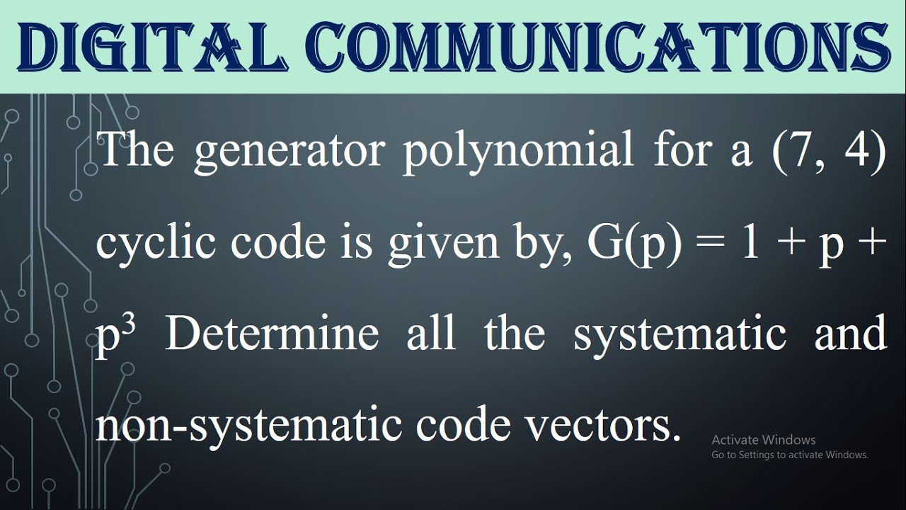 Problem on systematic and non-systematic code vectors