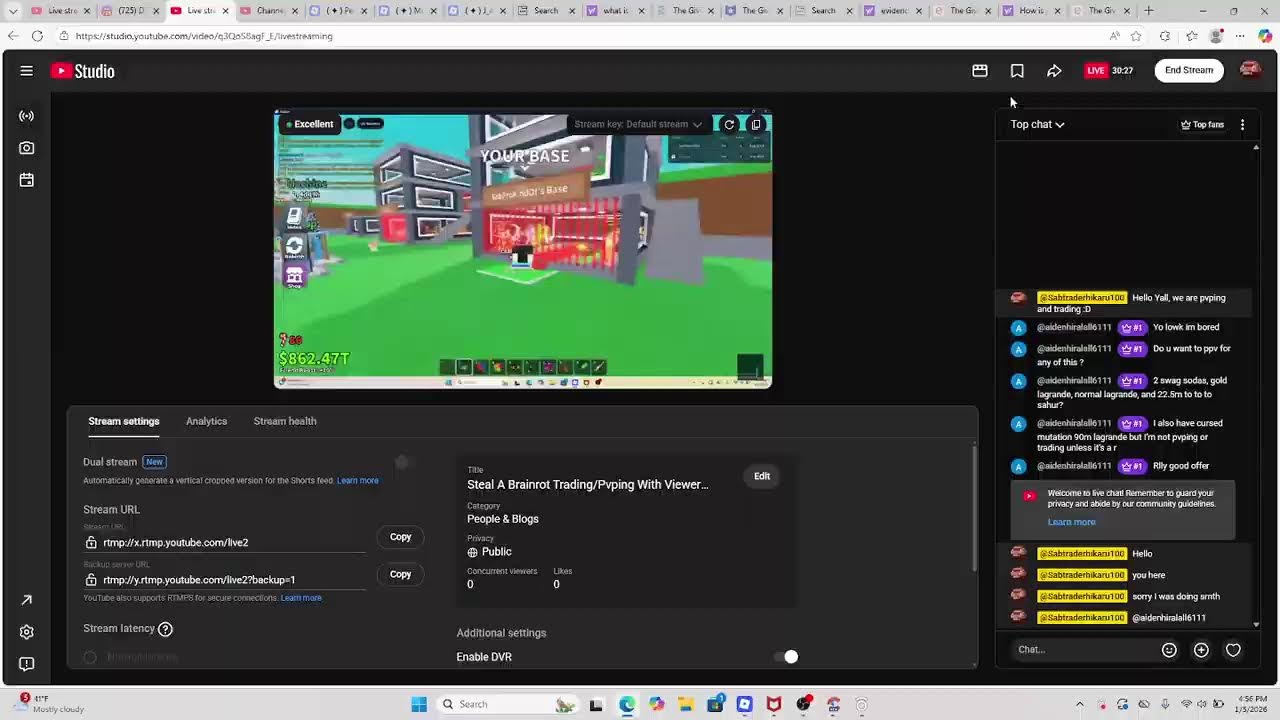 Steal A Brainrot Trading/Pvping With Viewers! #stealabrainrot #roblox
