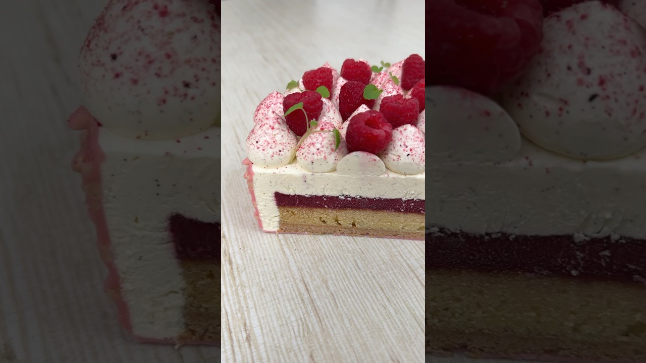 Entremets Framboise ASMR #Foodporn #Yummy #Delicious #Baking #Pastry #Dessert #Cake #vanilla #Asmr
