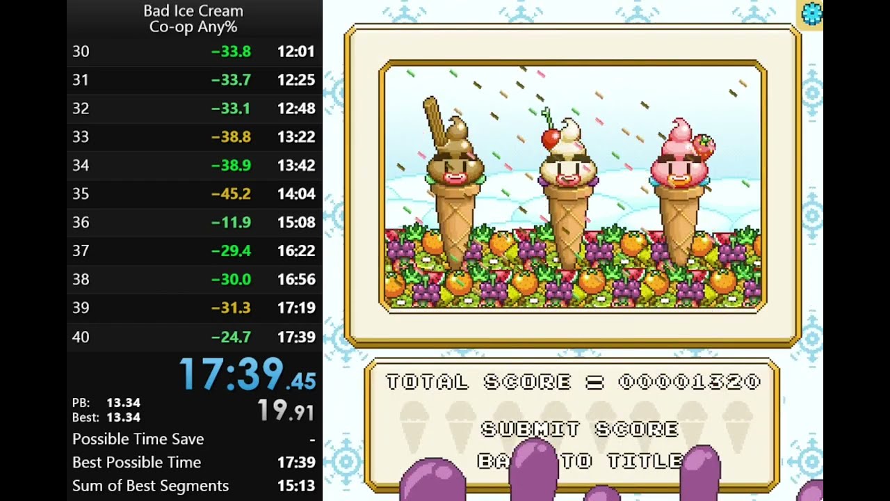 [old] Nitrome - Bad Ice Cream: Any% Co-op in 17:39 w/ @Creeper_Cheetah