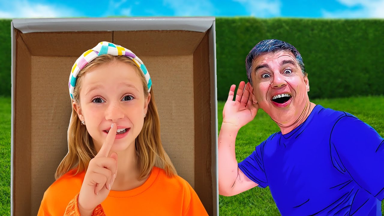 Nastya et papa jouent à cache-cache dans la boîte colorée - Série vidéo d'une heure
