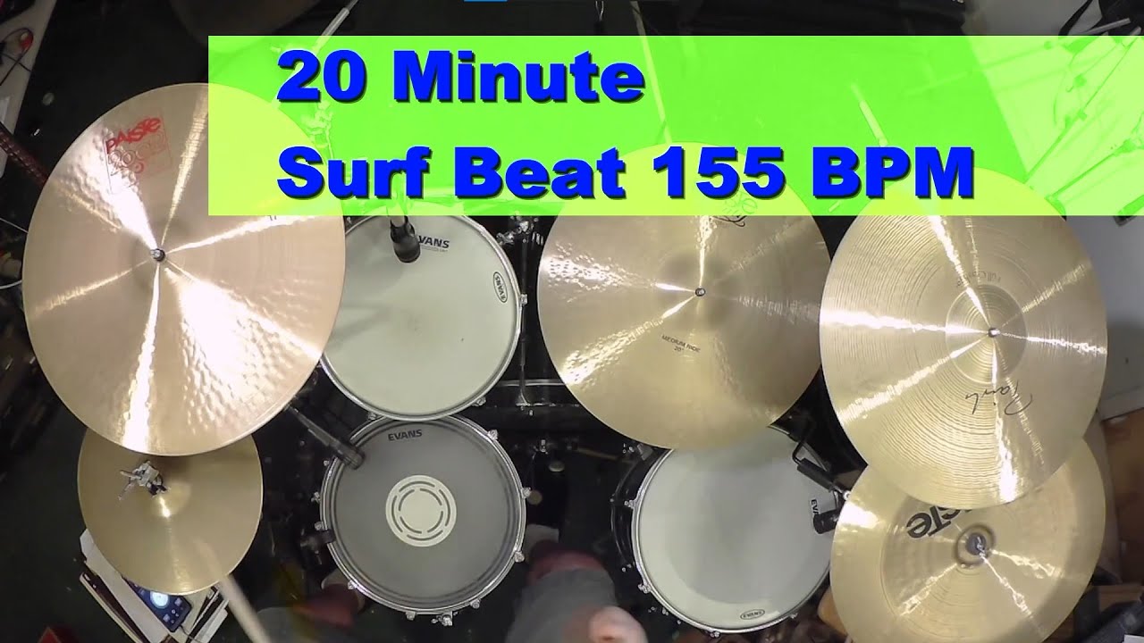 20 Minute Surf Rock Drum Beat 155 BPM