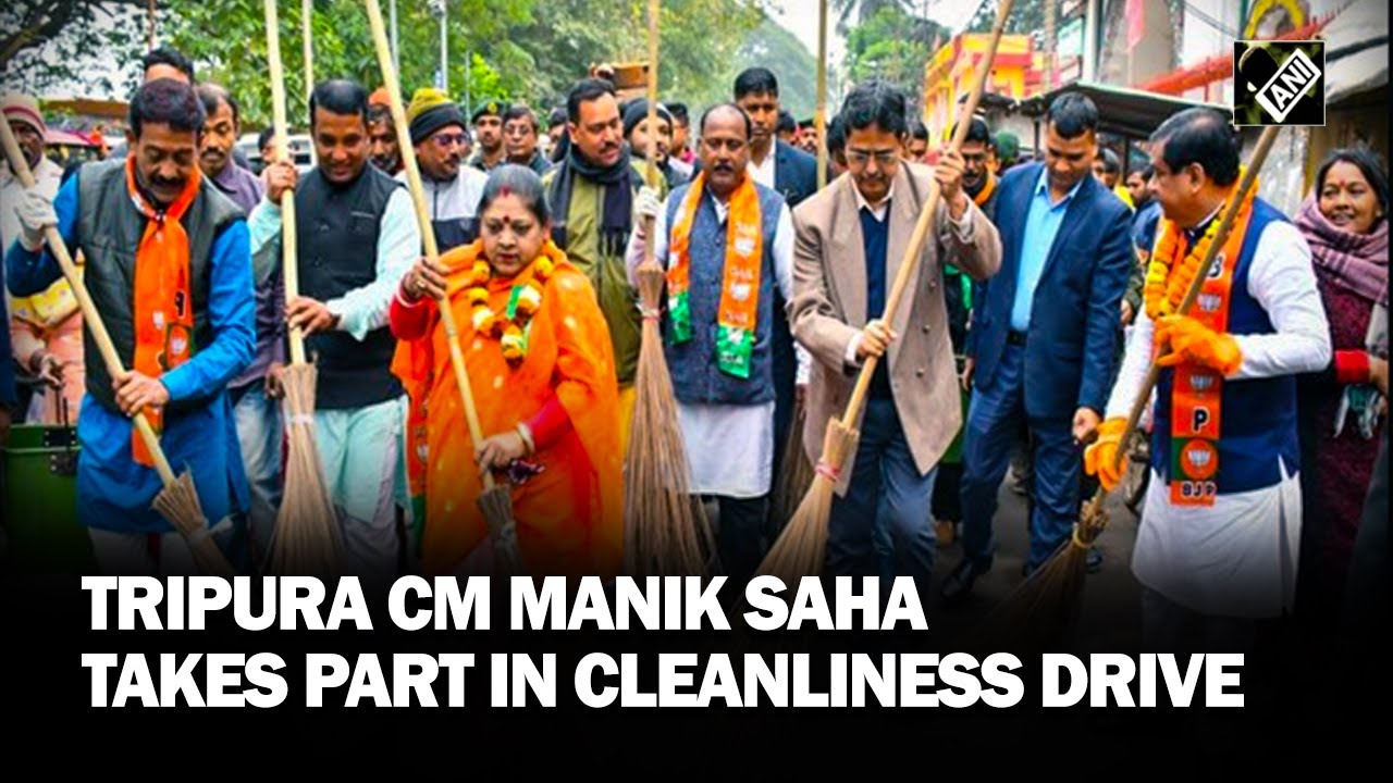Ahead of Ram Mandir inauguration, Tripura CM Manik Saha participates in cleanliness drive in temple