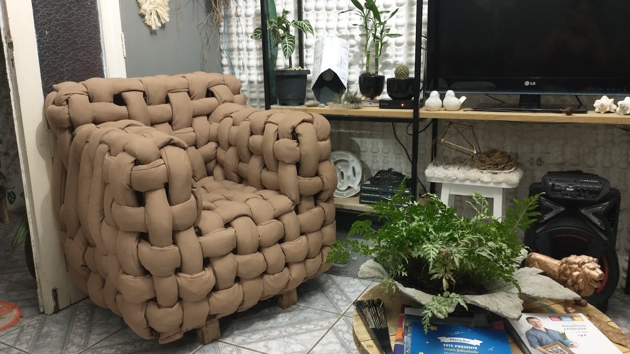 DIY Poltrona Descontrucion feita com sobras de malha para lage