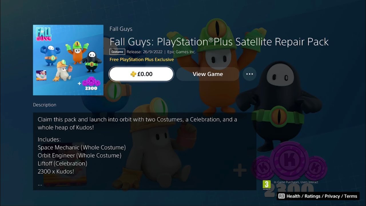 Free Fall Guys PS Plus Pack (Satellite Repair Pack)