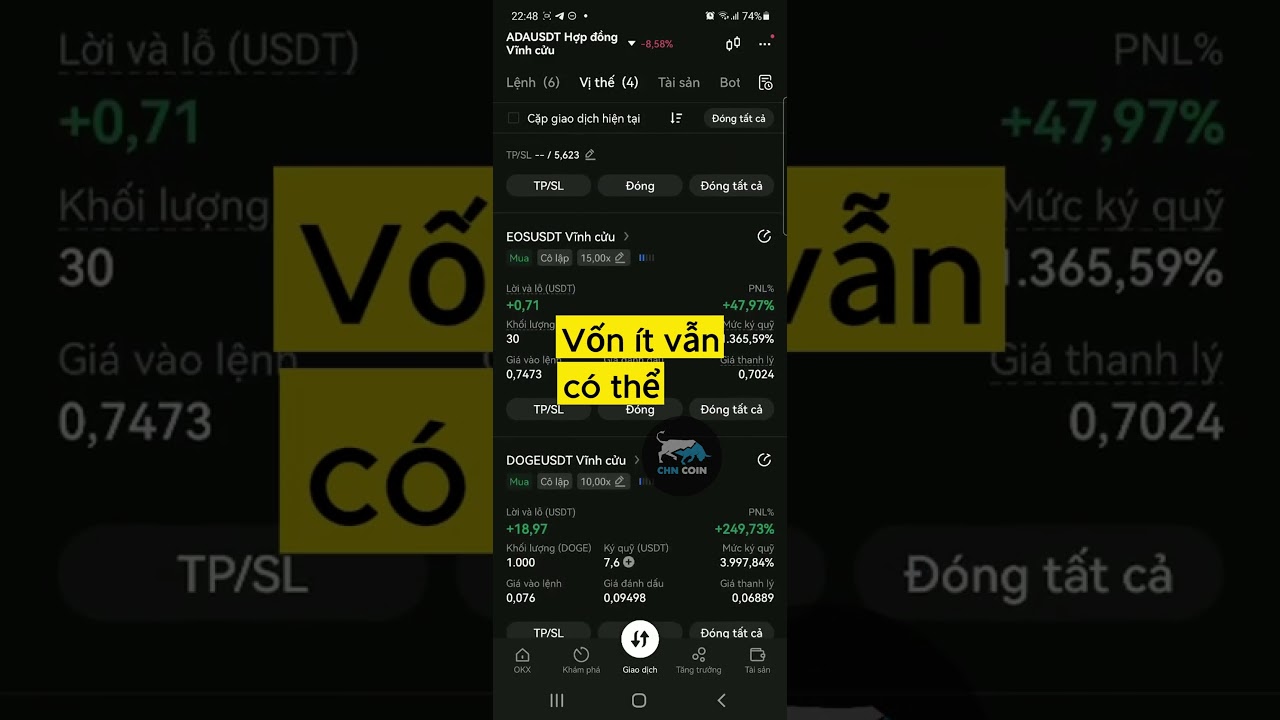 Trade Futures vốn nhỏ kiếm l&atilde;i tốt tr&ecirc;n OKX #tradecoin #tradefuture #OKX #OKXfutures