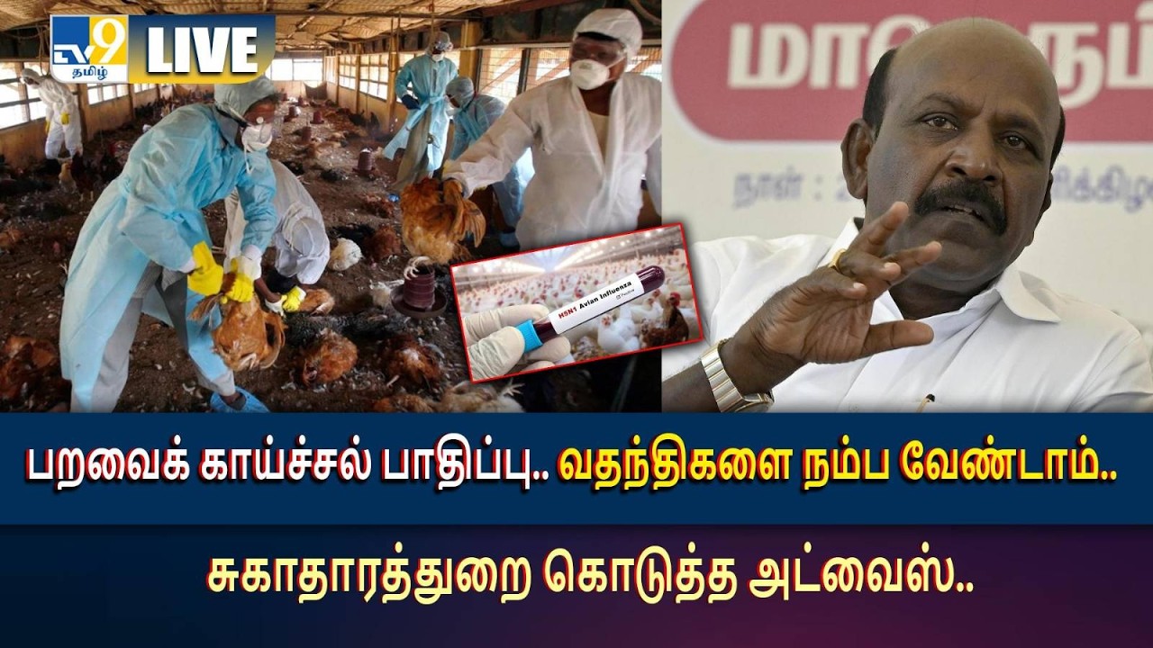LIVE : பறவைக் காய்ச்சல் பாதிப்பு.. வதந்திகளை நம்ப வேண்டாம்.. சுகாதாரத்துறை கொடுத்த அட்வைஸ்..#birdflu