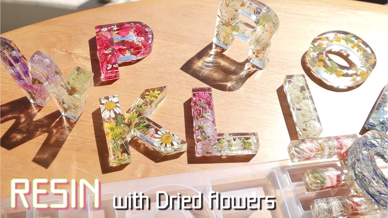 UV resin letters with dried flowers | Alphabet mold 🌹お花のアルファベットレジン