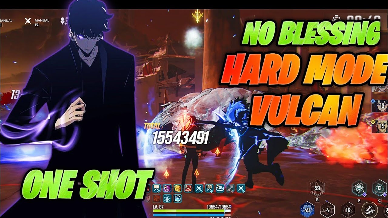 F2P BULLYING !! ONE SHOT 50F HARD MODE VULCAN  CLEARED WITHOUT BLESSING| SOLO LEVELING-ARISE