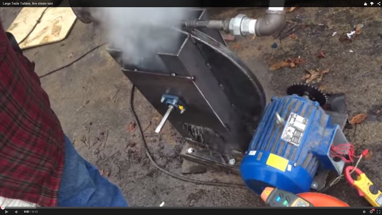 Large Tesla Turbine, live steam test.