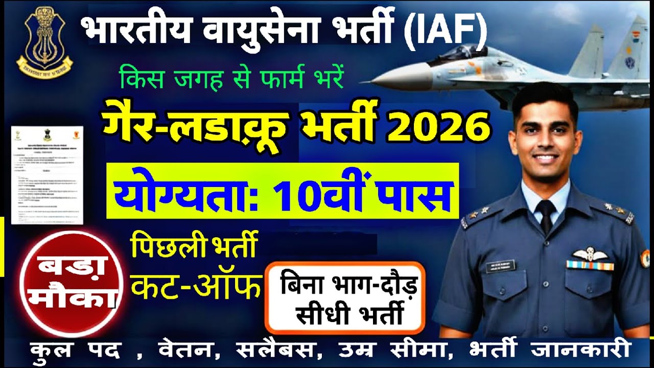 भारतीय वायुसेना अग्निवीर Non-Combatant भर्ती 2026 | कुल पद, योग्यता और चयन प्रक्रिया, cutoff