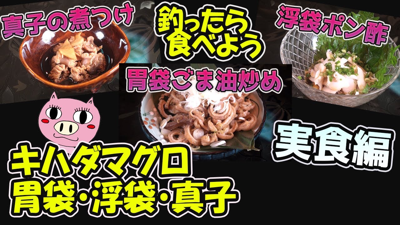 【釣り料理】釣りたてのキハダマグロの胃袋・浮袋・真子を食べる　 実食編