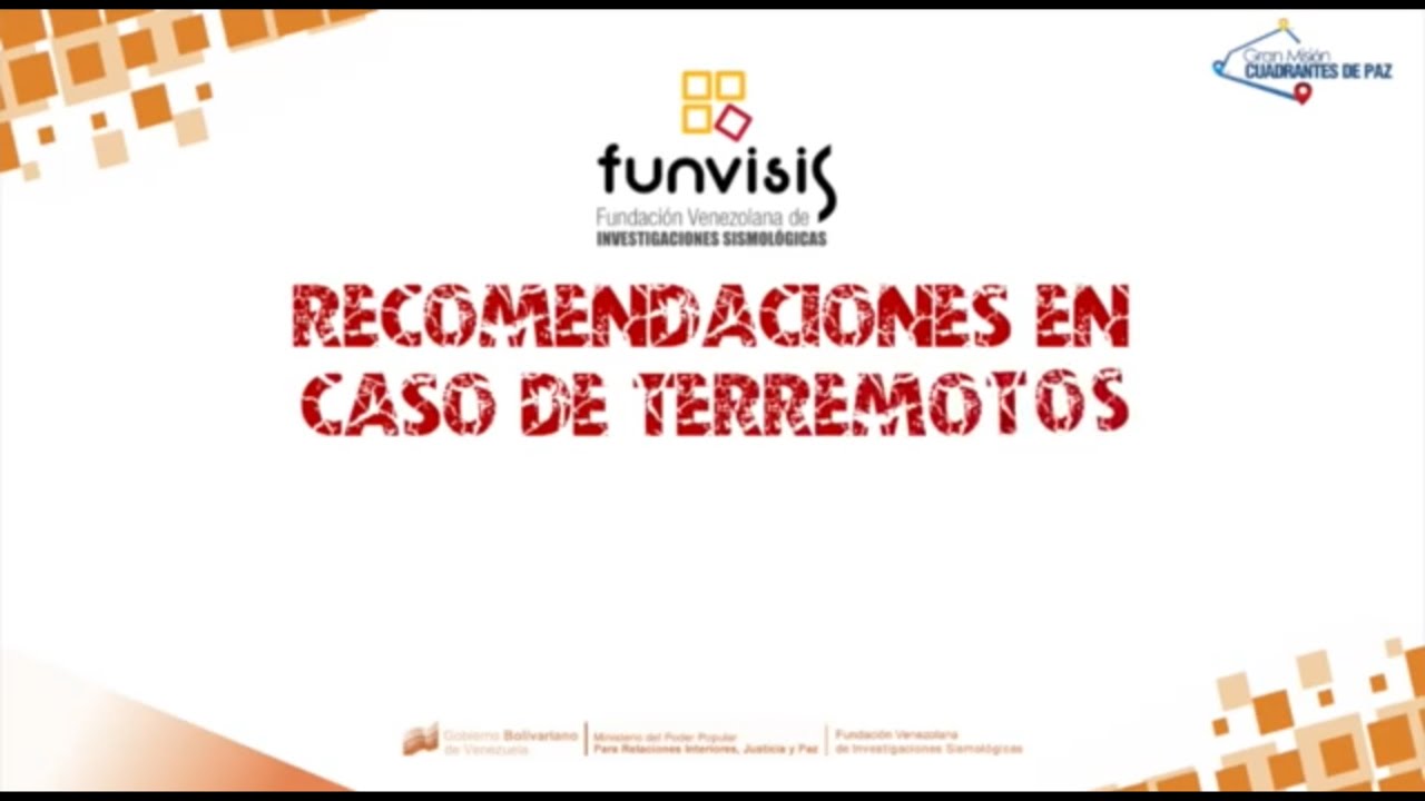 Recomendaciones en caso de terremotos, por Funvisis