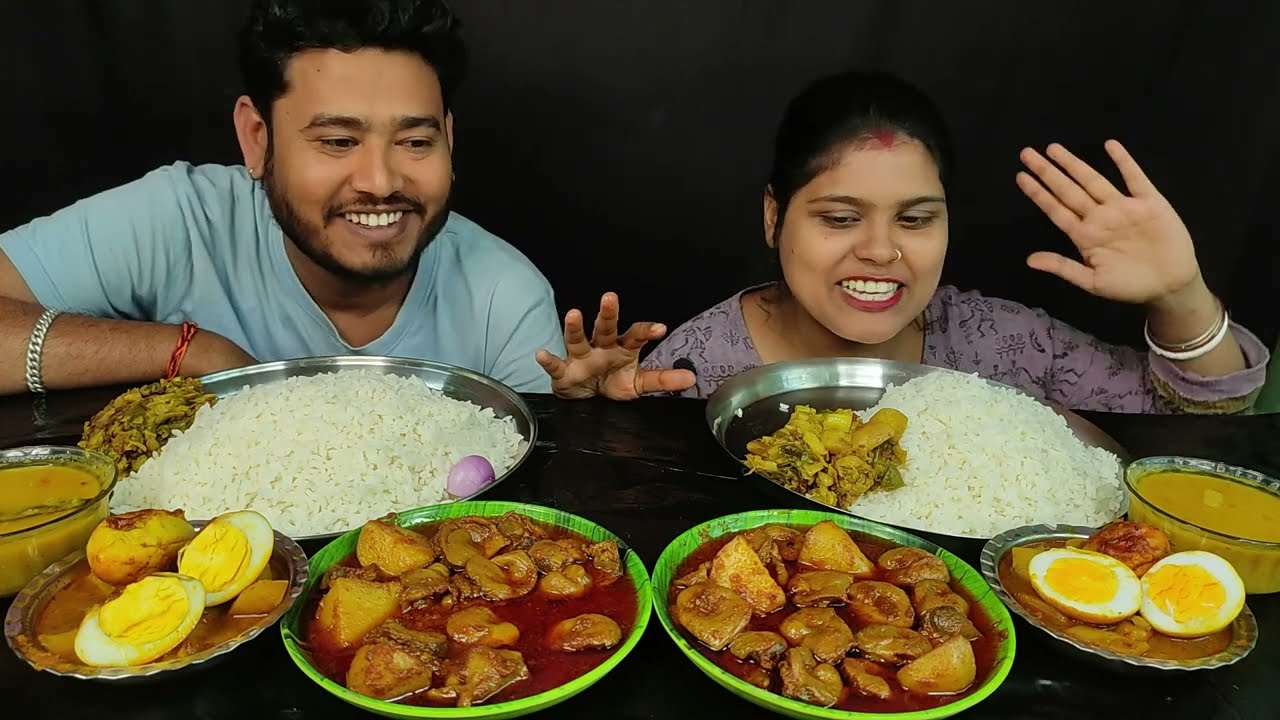 chicken gizzard curry egg curry rice eating challenge