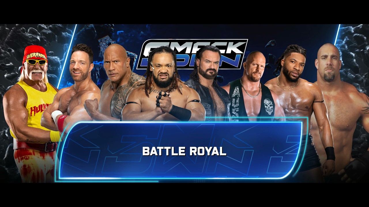 Hulk vs LA Knight vs Rock vs Fatu vs Drew vs Austin vs Trick vs Goldberg