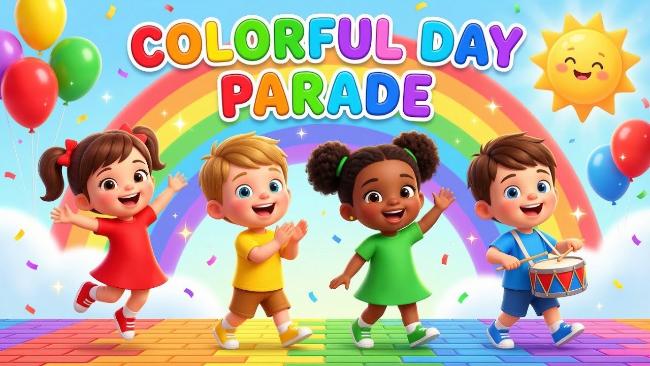 Colorful Day Parade 🌈 | Fun Colors, Animals & Numbers Song for Kids