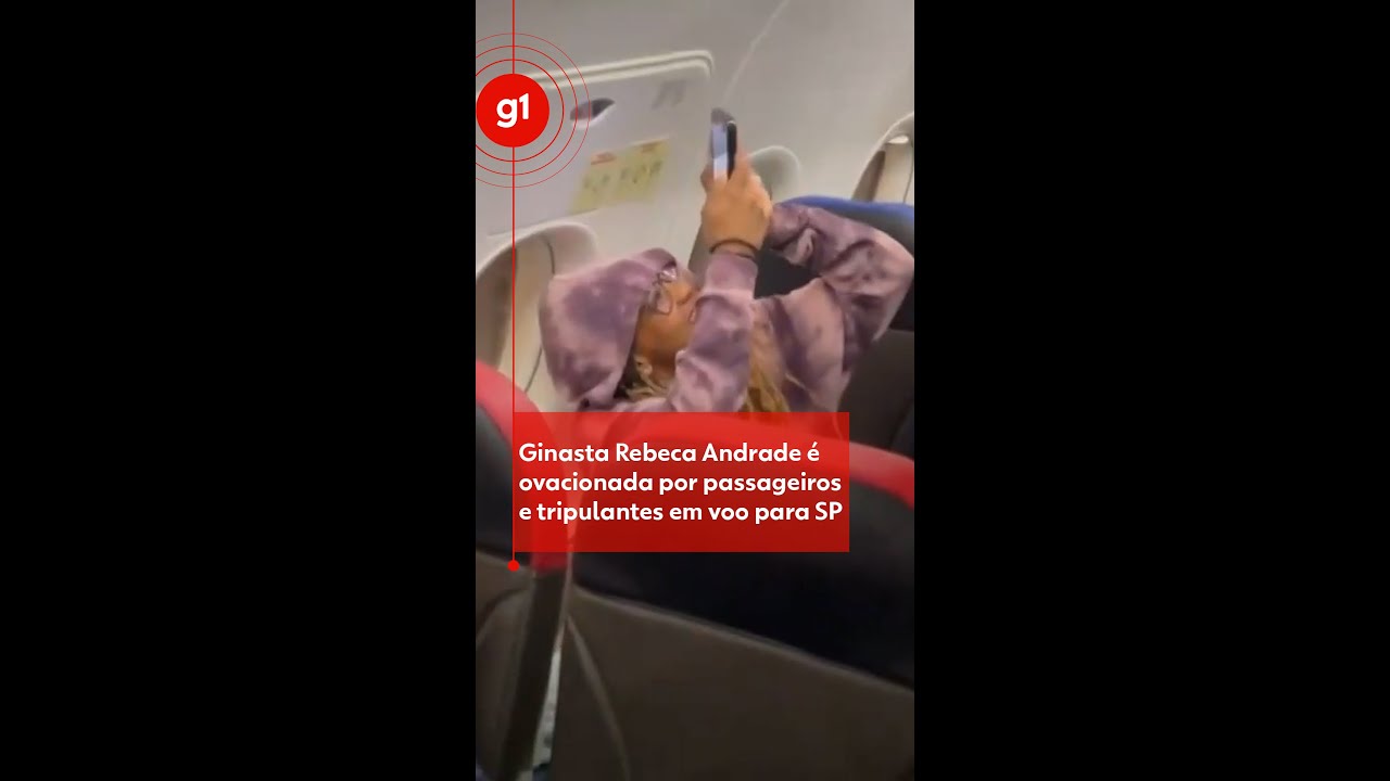 Rebeca Andrade é ovacionada por tripulação e passageiros em voo para SP #g1 #noticias