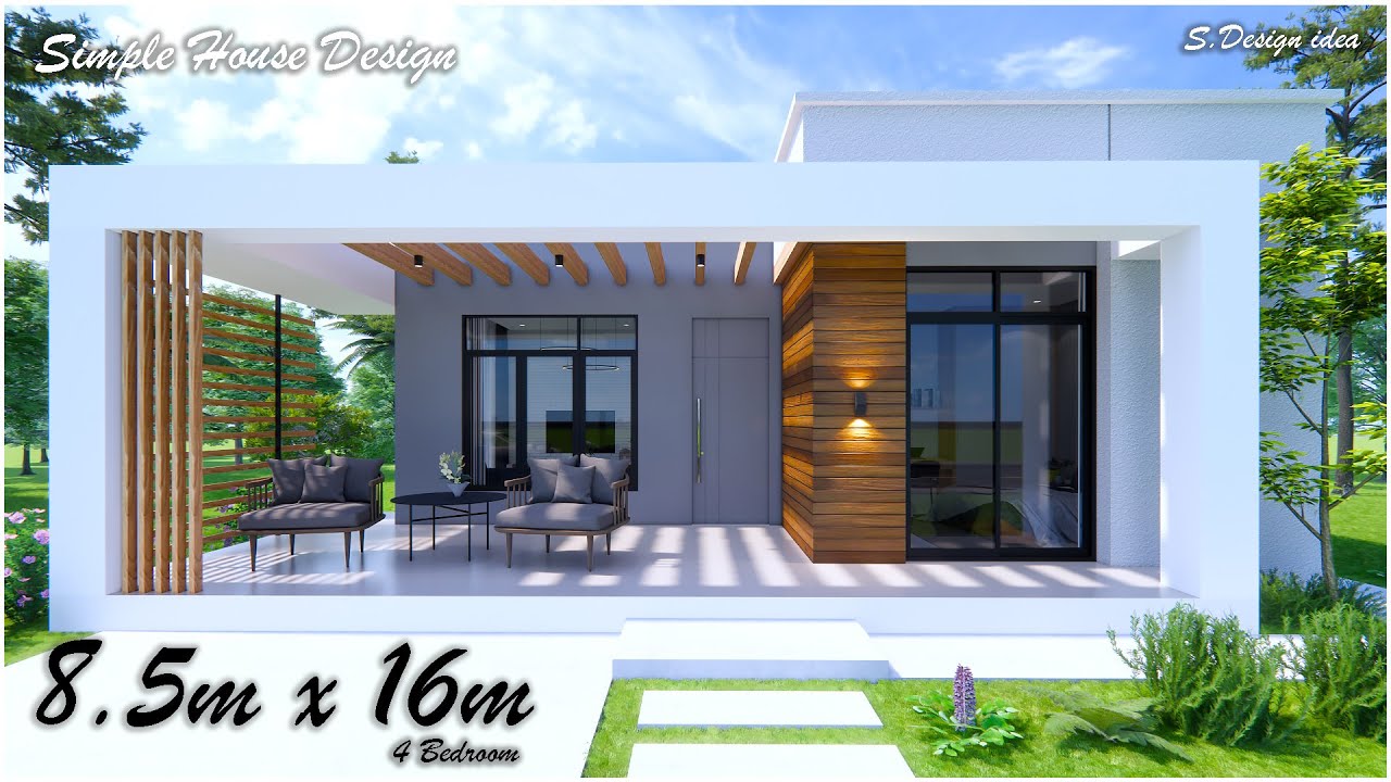 Simple House | House design idea |  8.5m x 16m (136sqm) | 4Bedrooms