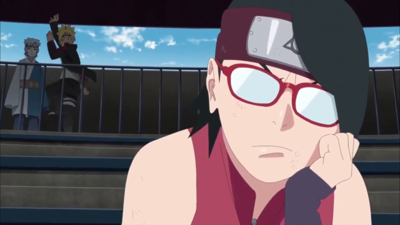 Boruto scolded by Sarada because he late for chunin exam - anime random scene