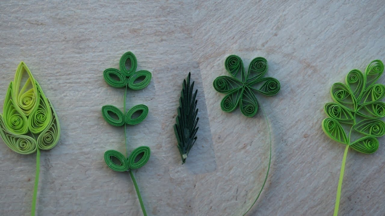 How To Make l Quilled Leaves l 5 Types Leaf  Designs l creative craft art