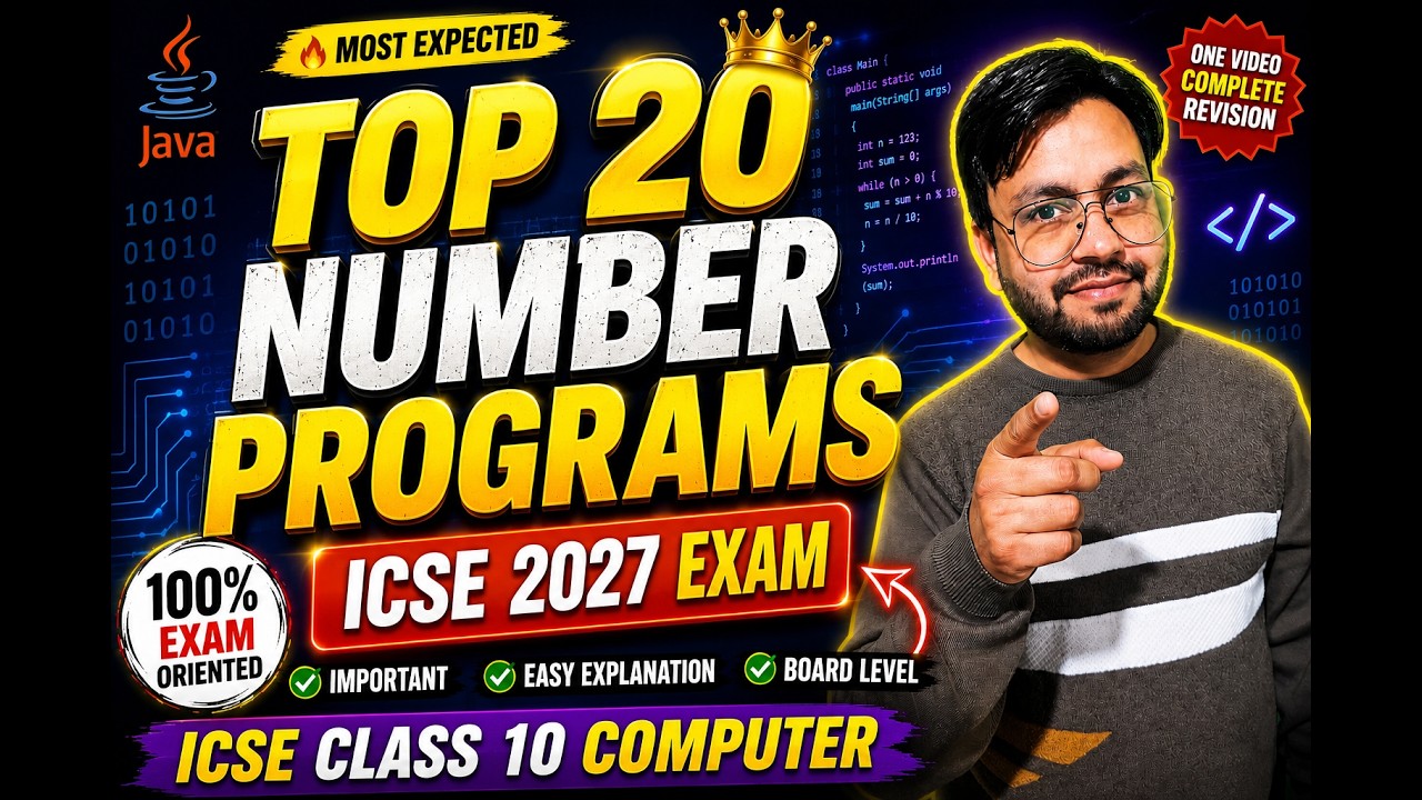 Top 20 Number Programs in Java for ICSE Computer Using While Loop by YP Computer Classes