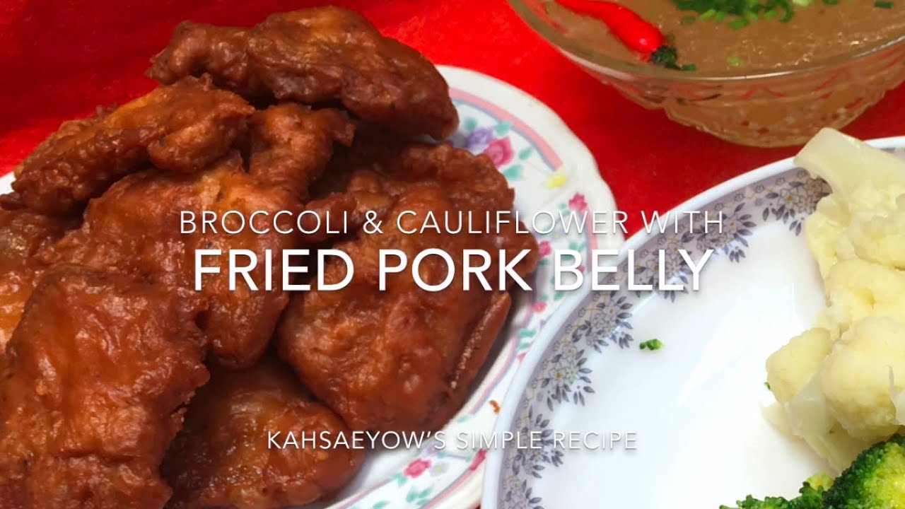 Fried Pork Belly with Broccoli and Cauliflower