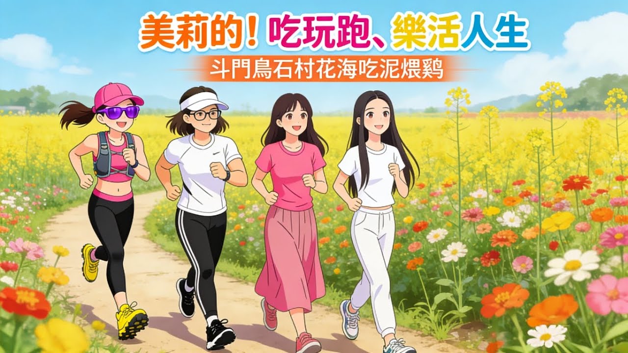 【珠海旅遊】斗門烏石村油菜花海+波斯菊花海+品嚐美味泥煨雞😋Zhuhai Village Flower Fields + Flower Sea, Clay‑Baked Chicken