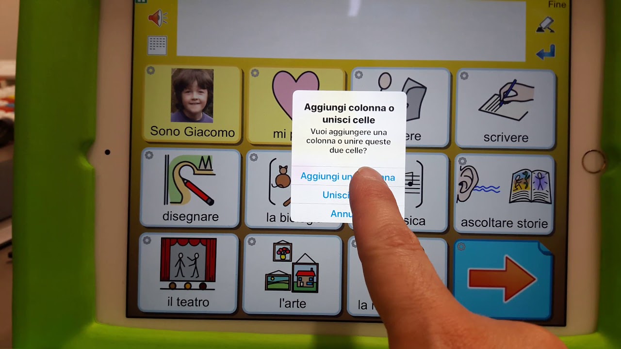 Widgit Go IT - aggiungere colonne e unire celle
