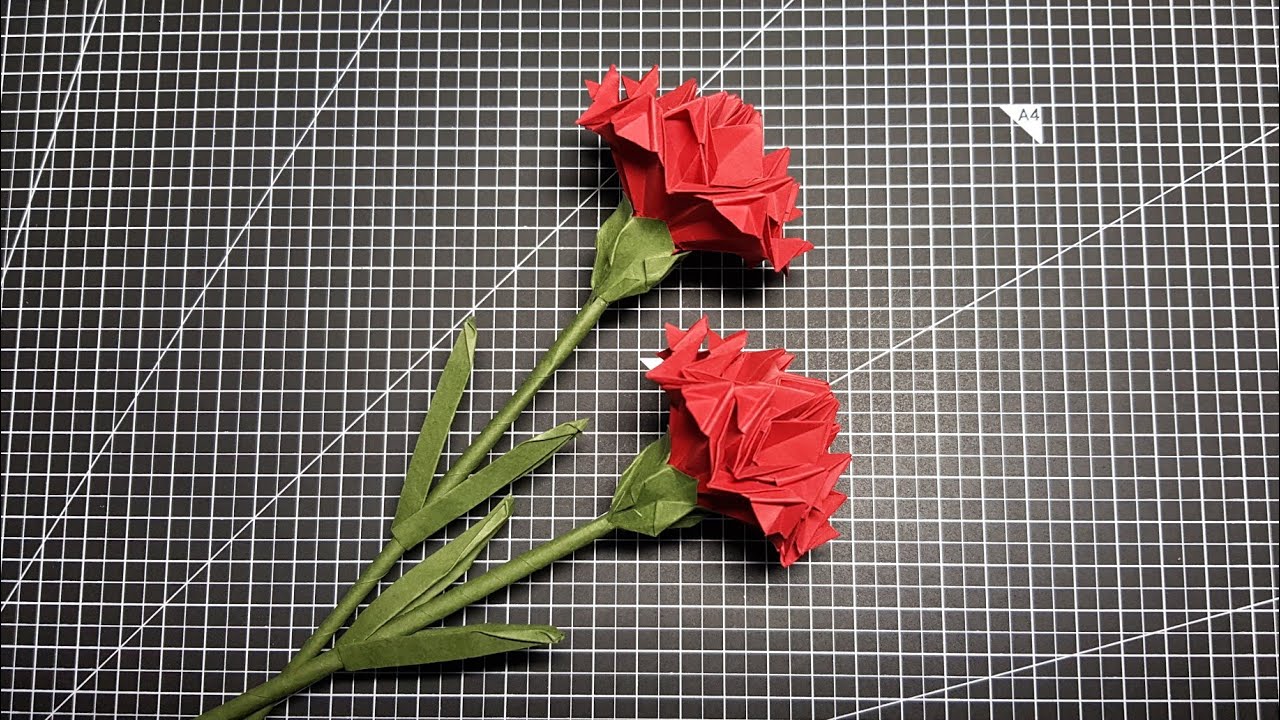 카네이션접기 - Paper carnation - 꽃접기 ( flower ) - paper folding - 종이접기 折纸 origami أوريغامي