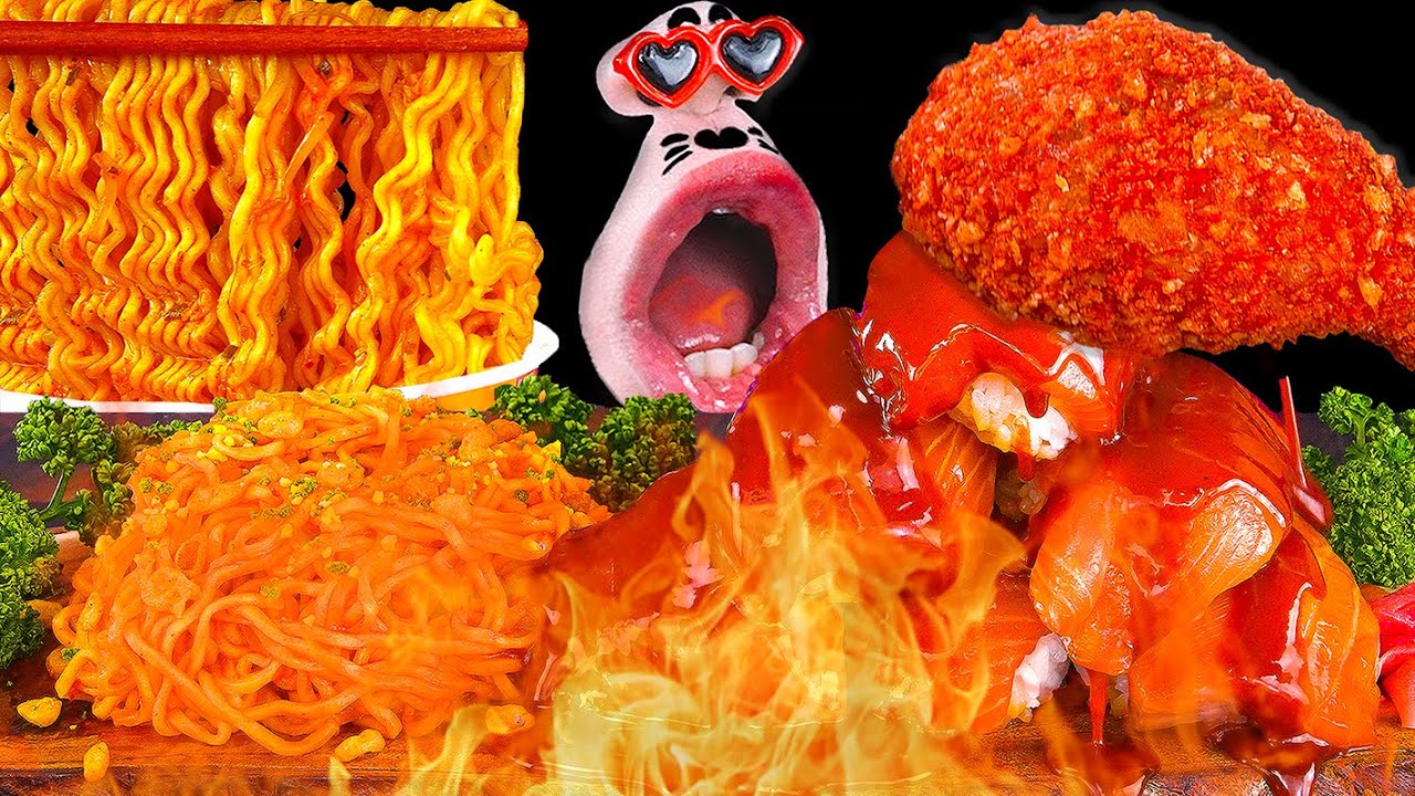 Не могу остановиться, не остановлюсь: острая жара на весь день! 🔥 ASMR Mukbang Eating Show :)