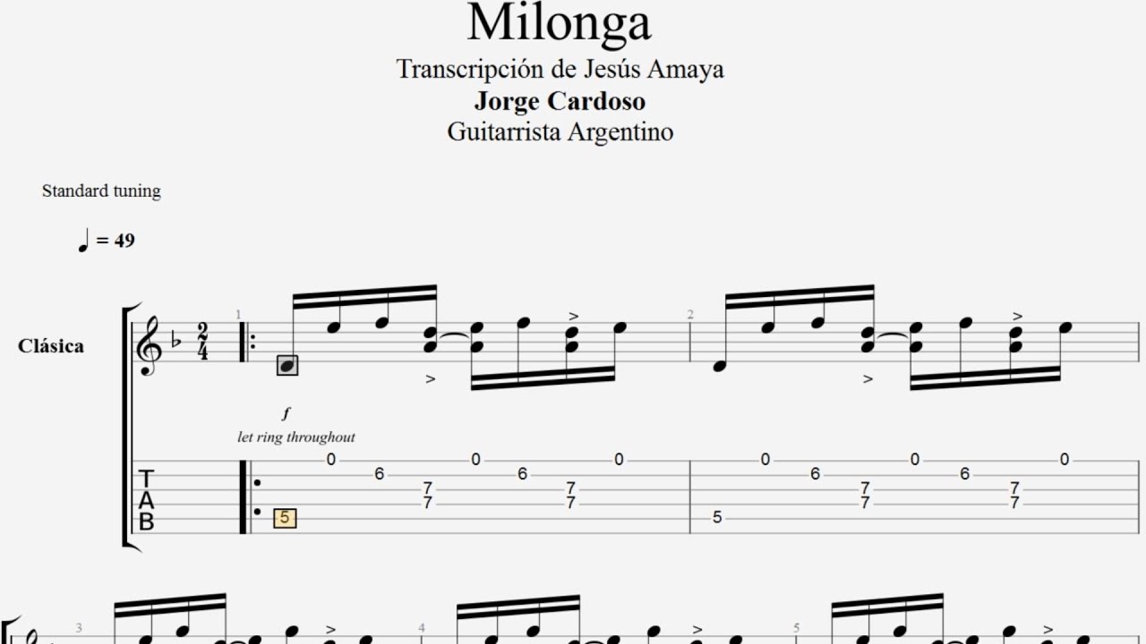 Milonga - Jorge Cardoso - Tablatura por Jesús Amaya...