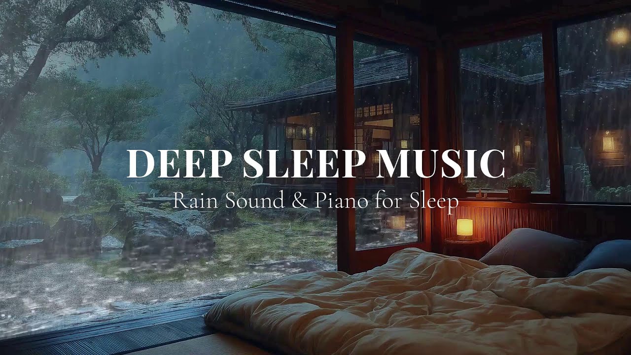 Soothing Piano in Cozy Room — Rain Sounds for Deep Sleep and Stress Release