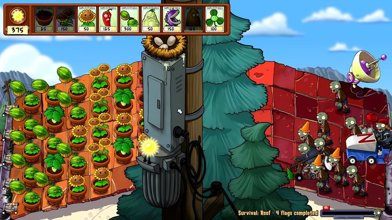 Plants VS. Zombies: Replanted (PC) // Survival: Roof - 100% Walkthrough