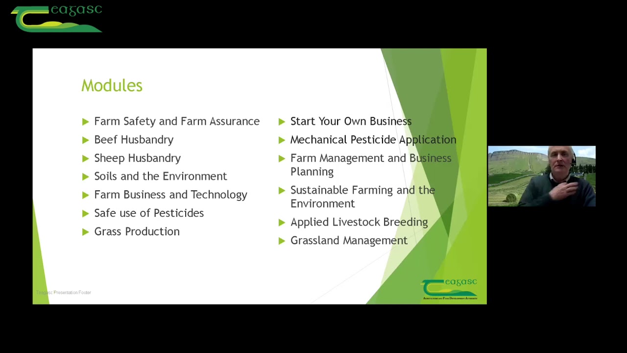 Agricultural Education: The Options & Opportunities - Teagasc SLD Webinar Series Spring 2021