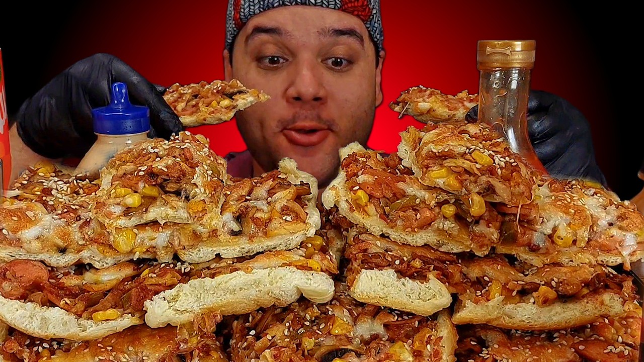 I promise you, you won't eat this mixed pizza anywhere🥖🍄🍕, cooking+eating asmr