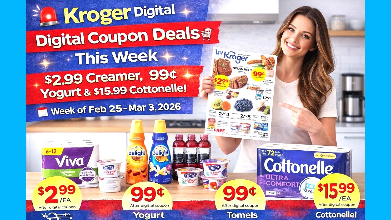 Kroger Digital Coupon Deals This Week 🛒 $2.99 Cremer, 99¢ Yogrt & $15.99 Cottonlle! | Week of Feb 25