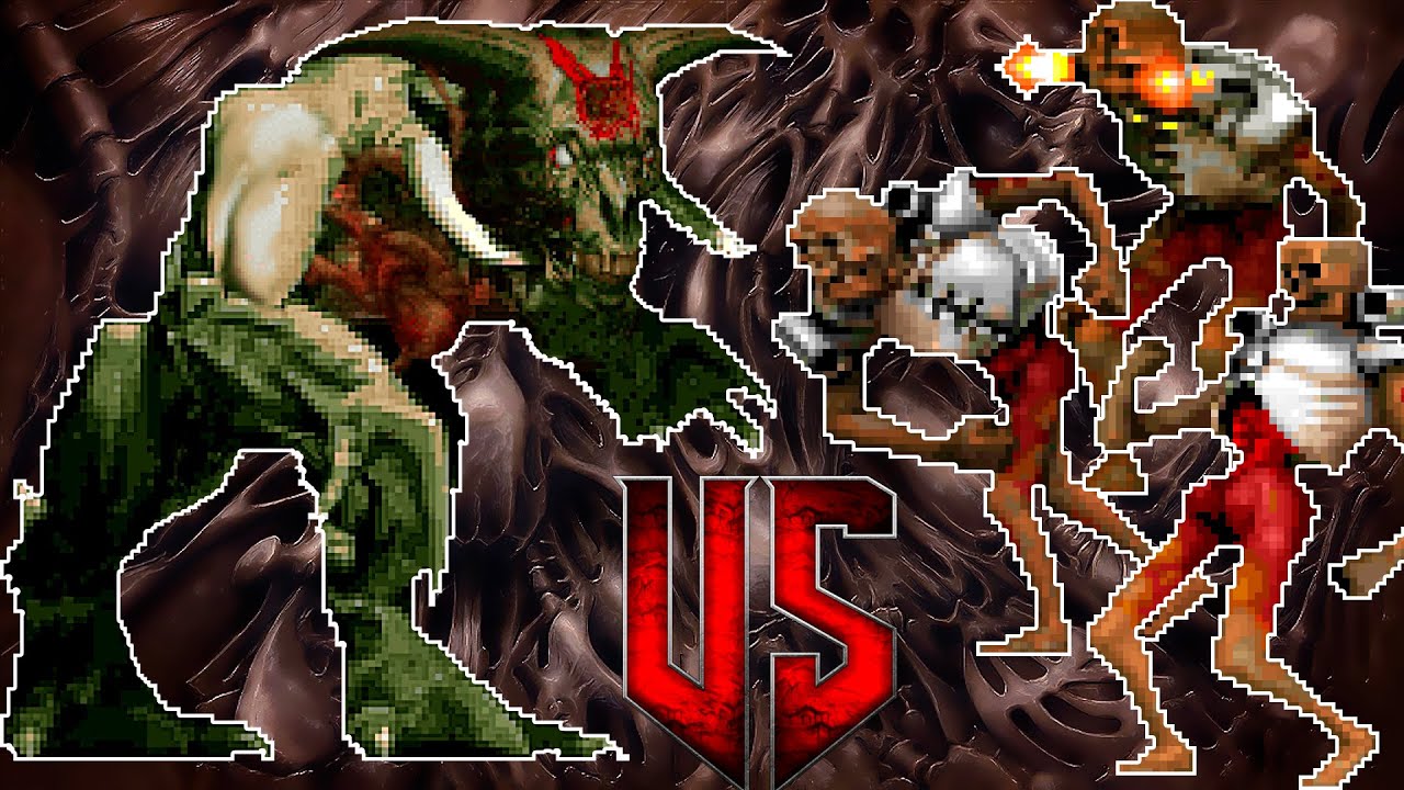 Icon of Sin (titan) vs 1200 Revenants - DOOM Classic Monster Infighting