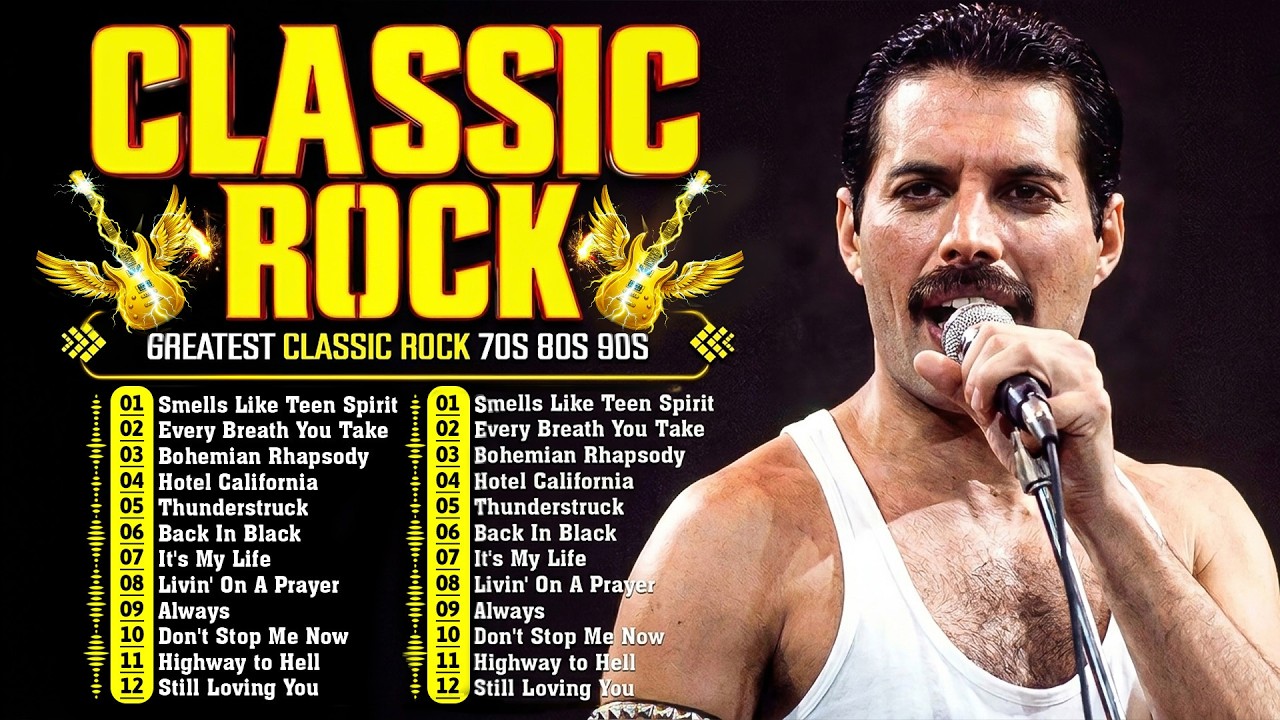 ACDC, Queen, Bon Jovi, Scorpions, Aerosmith, Nirvana, Guns N Roses - Classic Rock Songs 70s 80s 90s