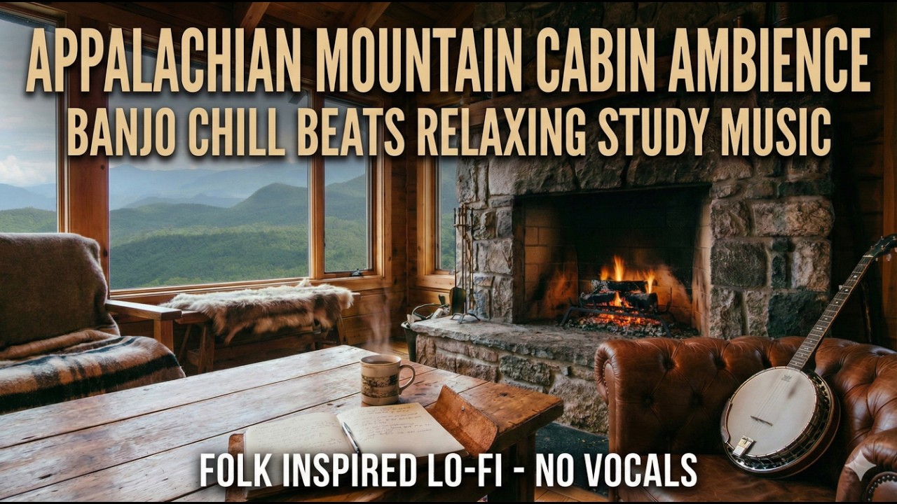 Appalachian Mountain Cabin Ambience🌲 Banjo Chill Beats Relaxing Study Music