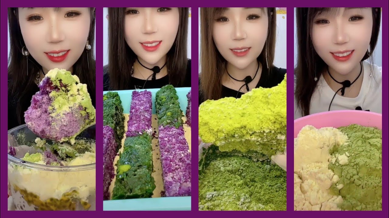 ASMR REFROZEN SHAVED ICE EATING WITH MATCHA | MILK POWDER