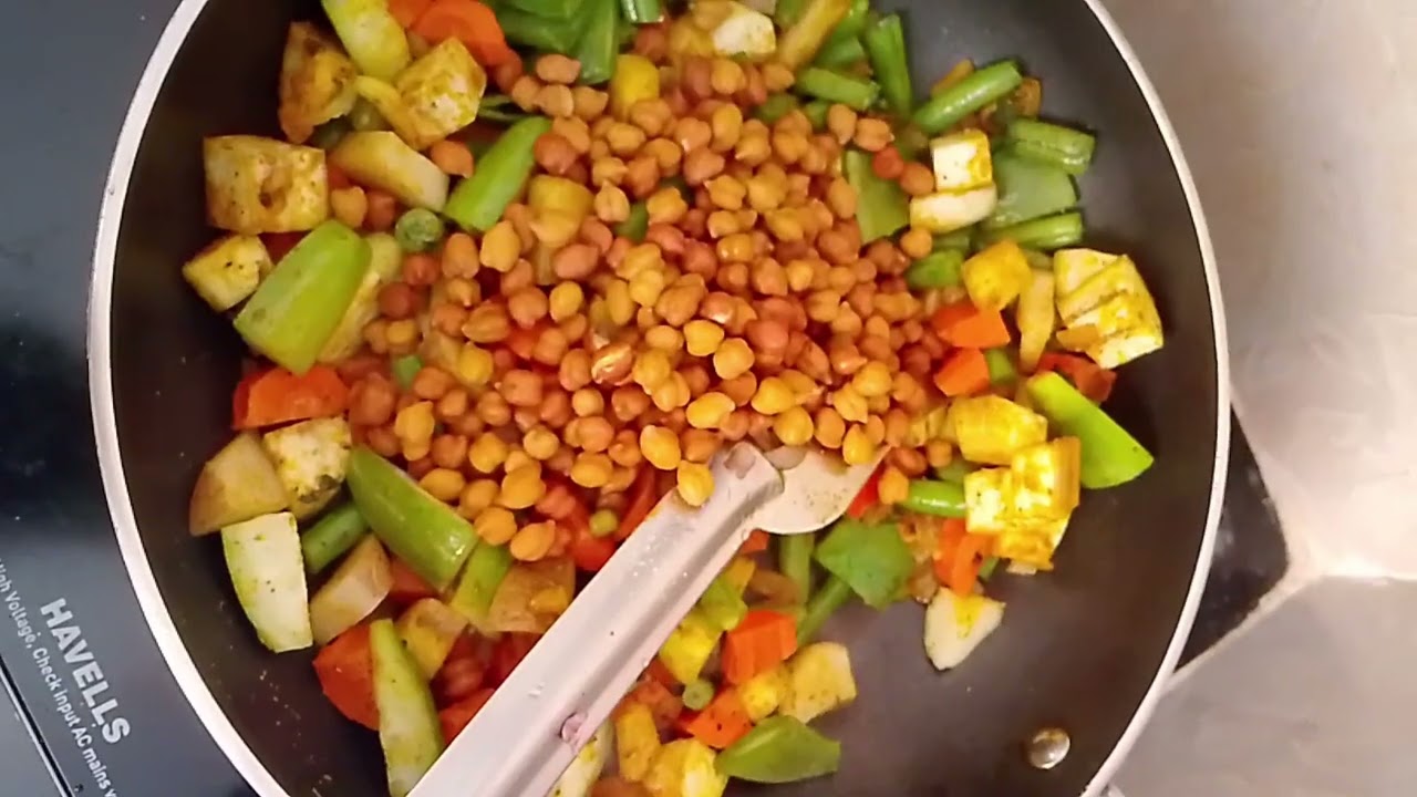#Kala chana curry#indian# mix veg
